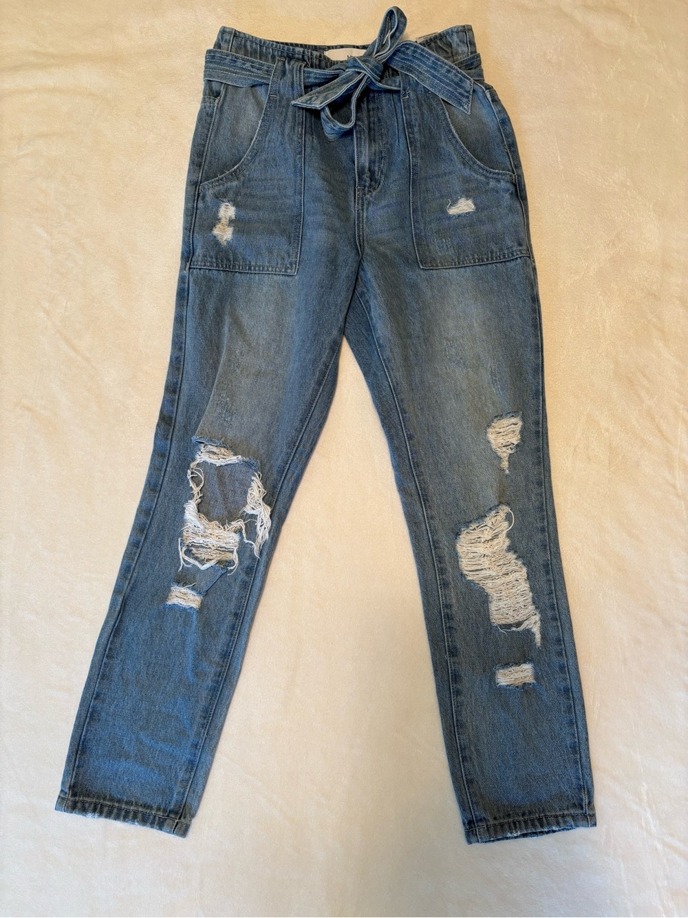 Vervet Tie Waist Distressed Jeans